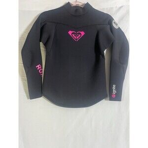 Roxy Ignite 2 Wetsuit Top Girls 12 Black Pink Jacket Long Sleeve Neoprene 1.5 mm